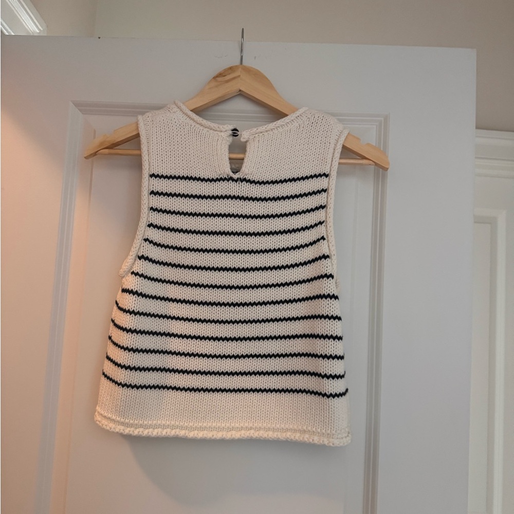Striped Sleeveless Knit Top - White/Black - Picture 2 of 2